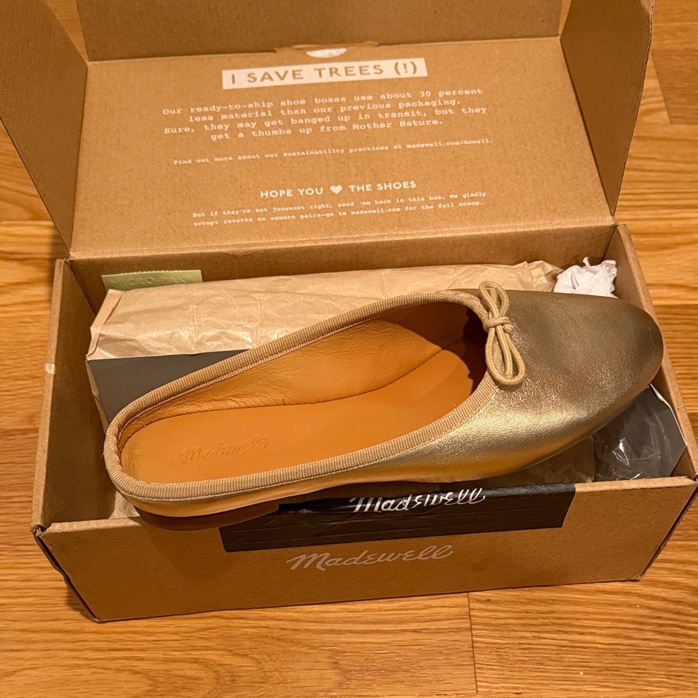 Madewell The Heidi Ballet Mule Metallic Gold Flats